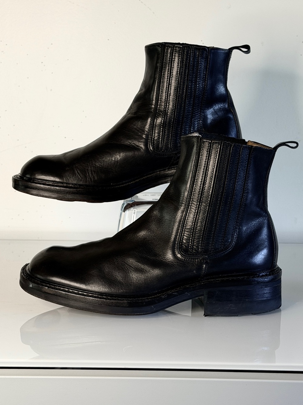 Kenneth Cole Black Leather Chelsea Boots Men’s 10 Square Toe Chunky